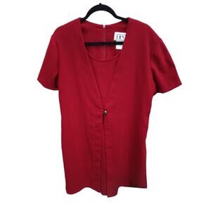 Vintage DBY 90's Red Midi Dress With Overlay Size 16